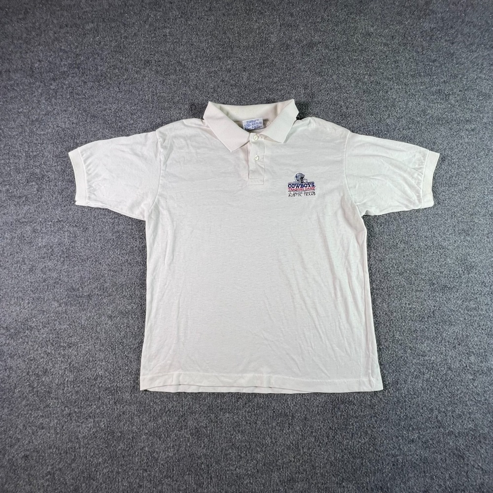 Vintage Hanes Dallas Cowboys Polo Shirt Mens L Training Camp St Edwards USA
